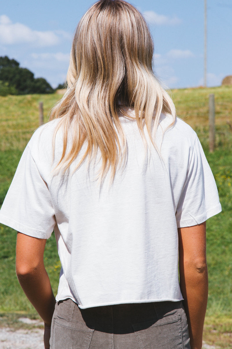 World Tour Cropped Graphic Tee, Antique White