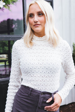 Lace Mock Neck Top, Milk | Sanctuary