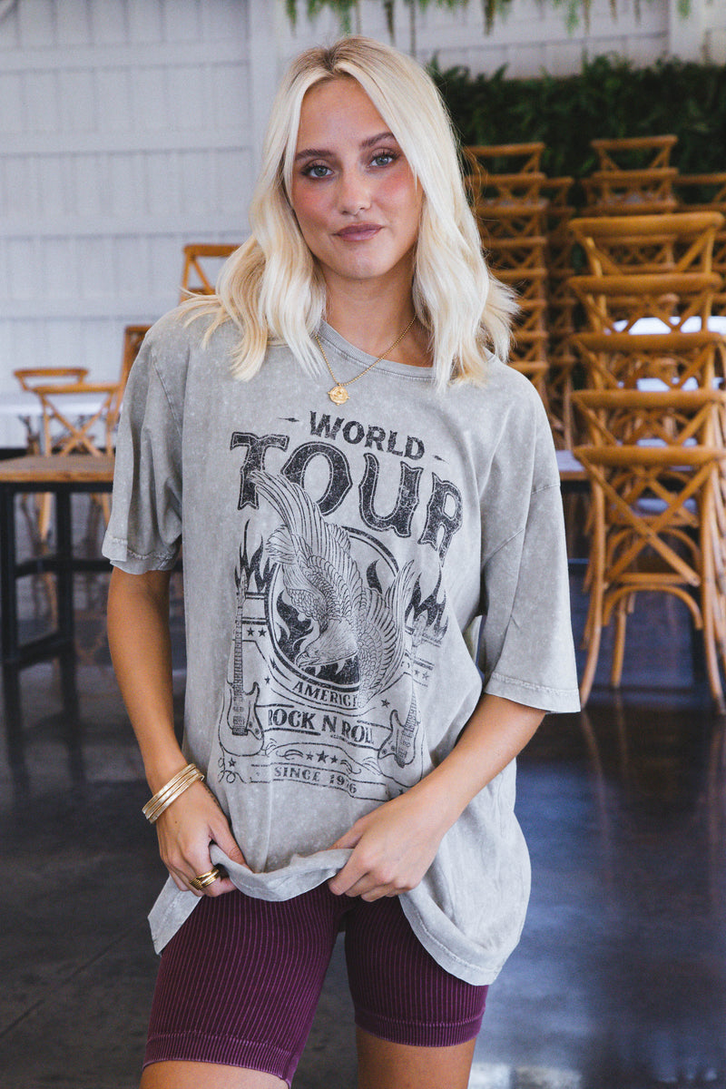 World Tour Rock N Roll Since 1976 Graphic Tee, Mocha