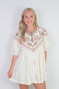 Orson Mini Dress, Ivory Combo | Free People