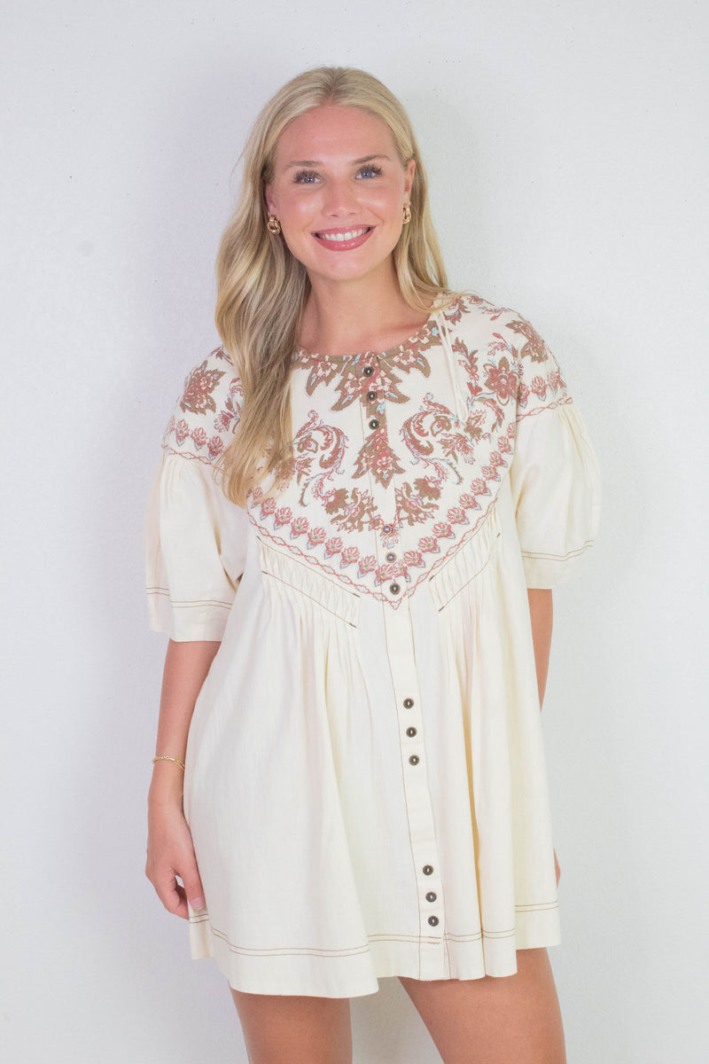 Orson Mini Dress, Ivory Combo | Free People