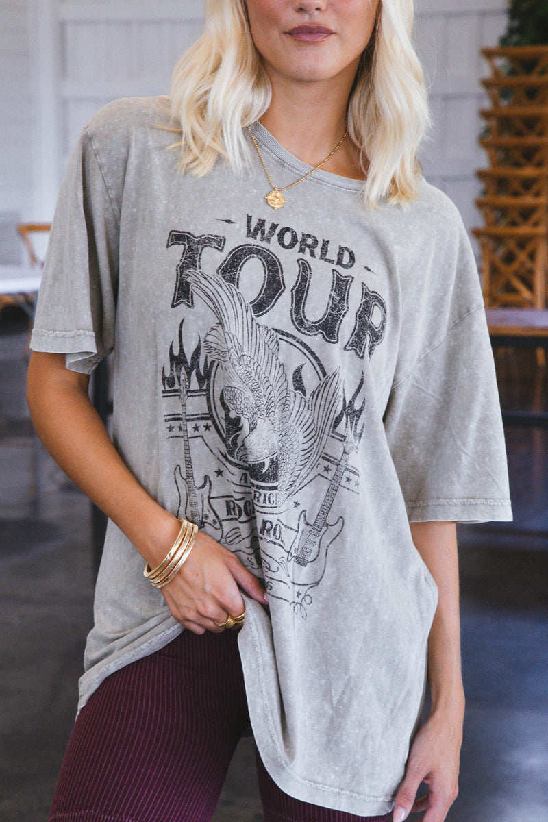 World Tour Rock N Roll Since 1976 Graphic Tee, Mocha