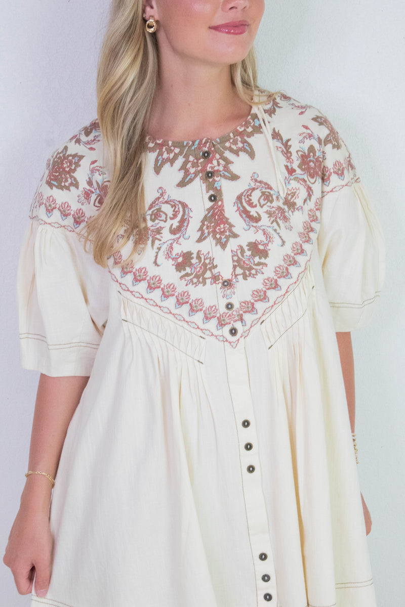 Orson Mini Dress, Ivory Combo | Free People