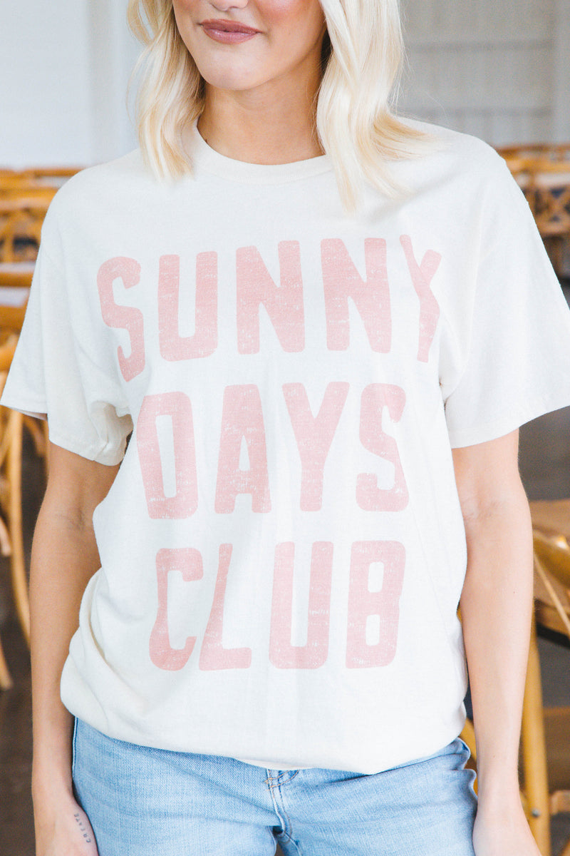 Sunny Days Club Oversized Graphic Tee, Ivory