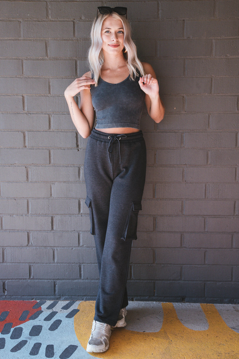 Felicity Cargo Straight Leg Pant, Charcoal