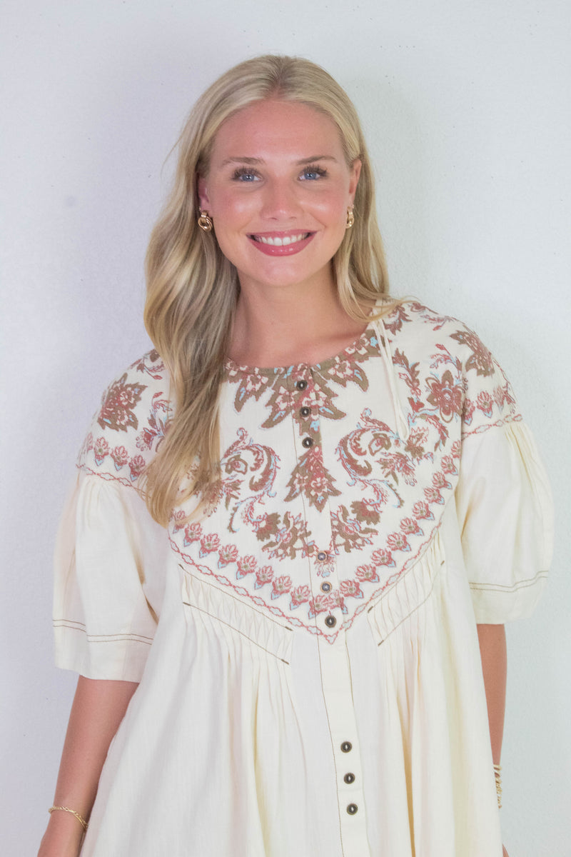 Orson Mini Dress, Ivory Combo | Free People