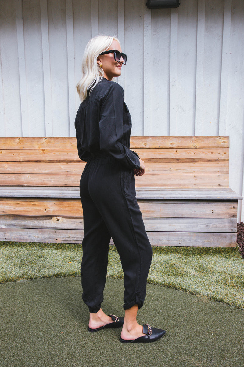 Frenzia Tencel Jumpsuit, Black | Velvet Heart