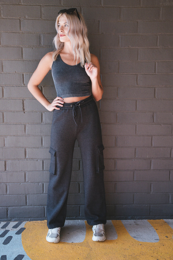 Felicity Cargo Straight Leg Pant, Charcoal