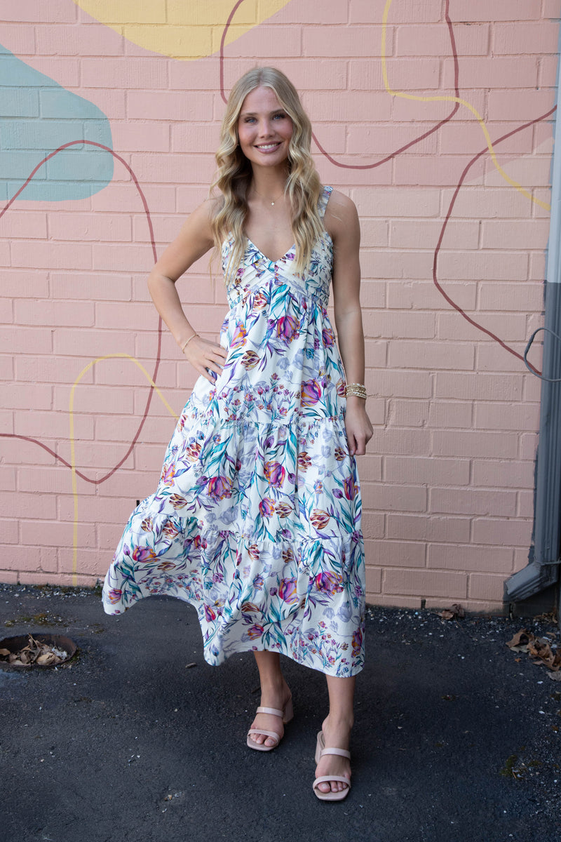 Eliora Pleated Neckline Dress, Antique | Steve Madden
