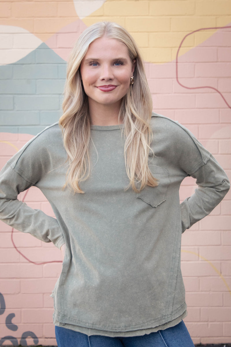 Rosalind Mineral Wash Top, Sage