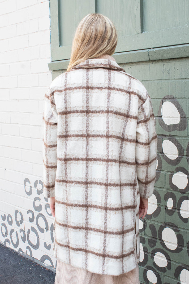 Emily Long Open Front Coat, Ivory Multi | Sadie & Sage