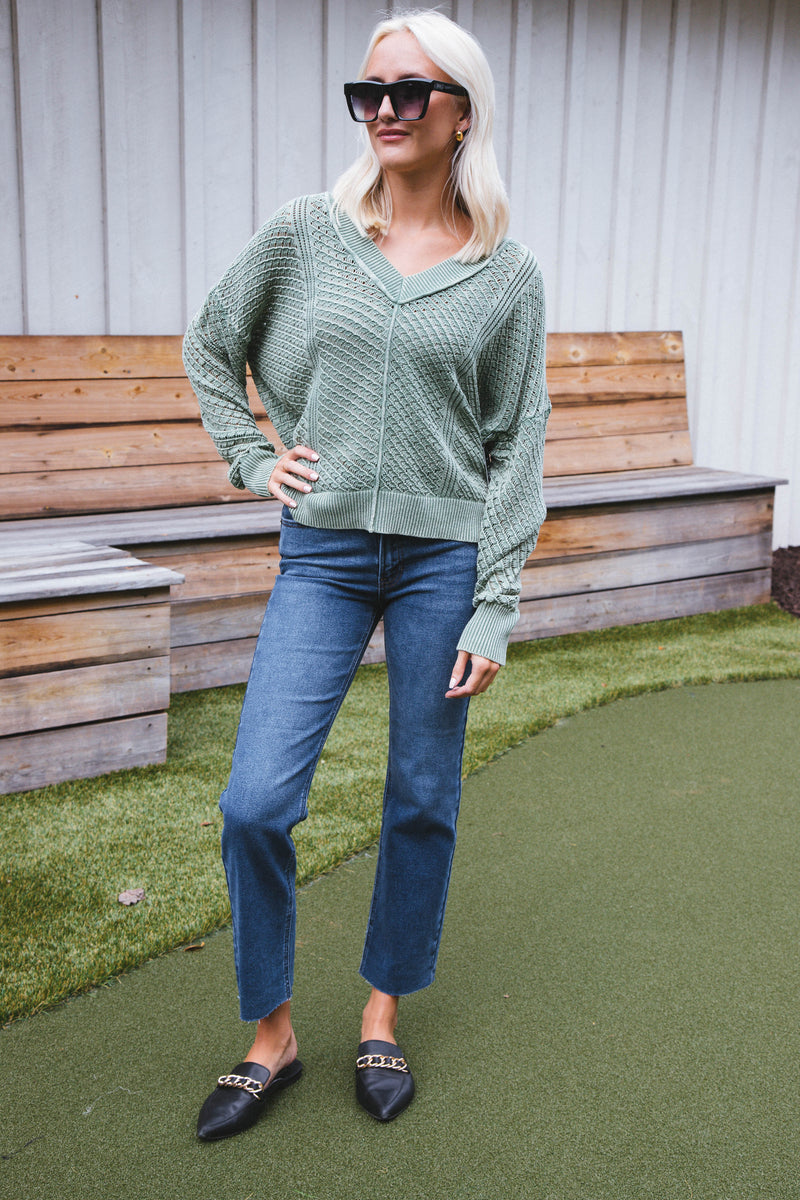 Chris Crochet Sweater, Sage