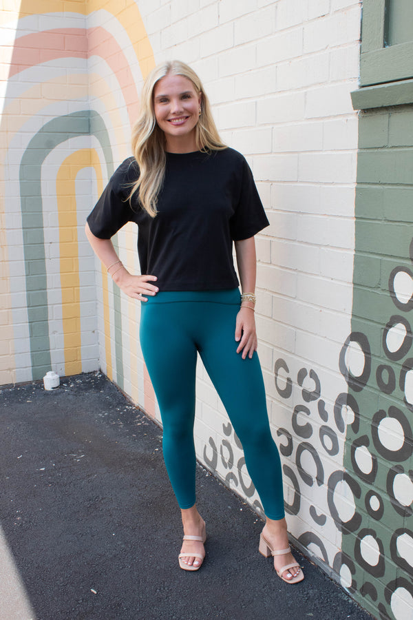 Secret Sweat 7/8 Leggings, Light Emerald Bay | SPANX