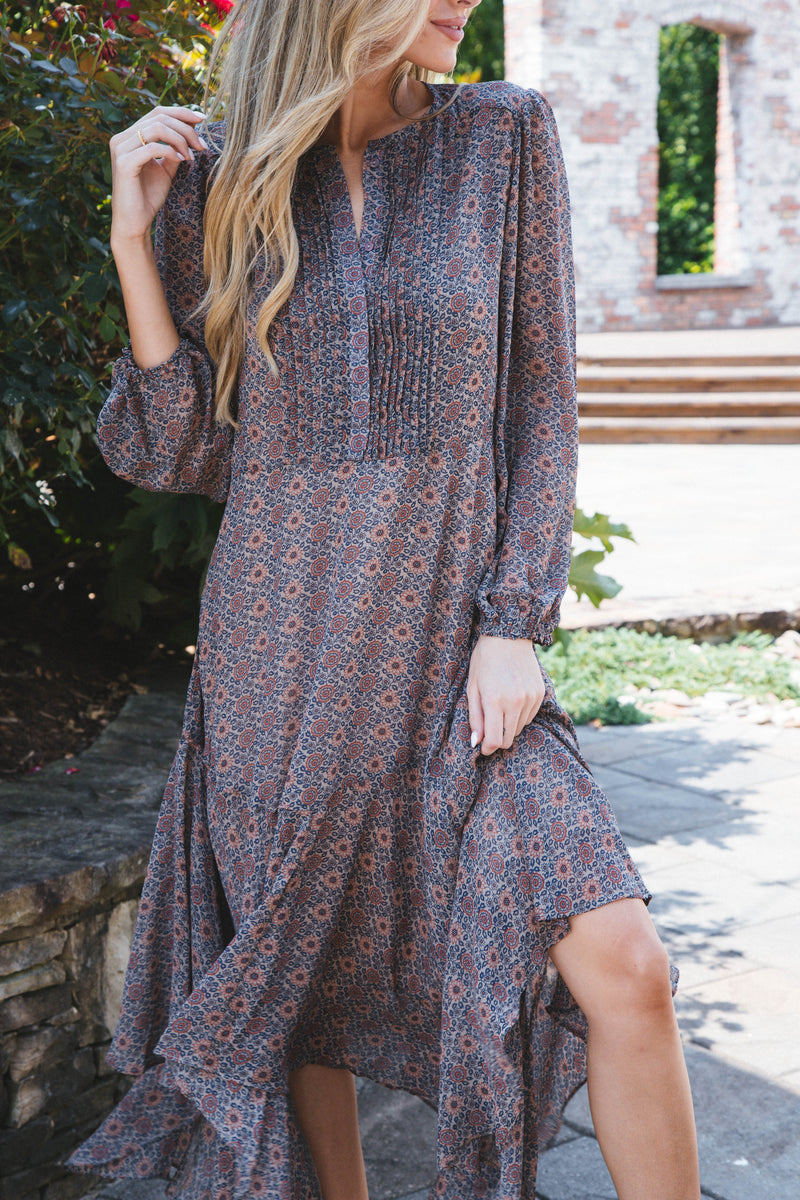 Emiliana Floral Maxi Dress, Taupe/Multi