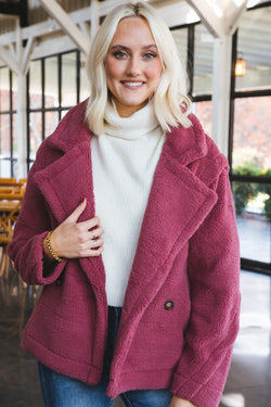 Oversized Sherpa Teddy Coat, Mauve