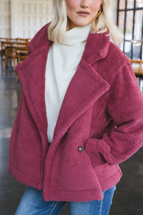 Oversized Sherpa Teddy Coat, Mauve