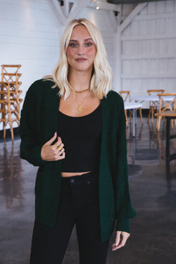 Allure Cardigan Sweater, Hunter Green