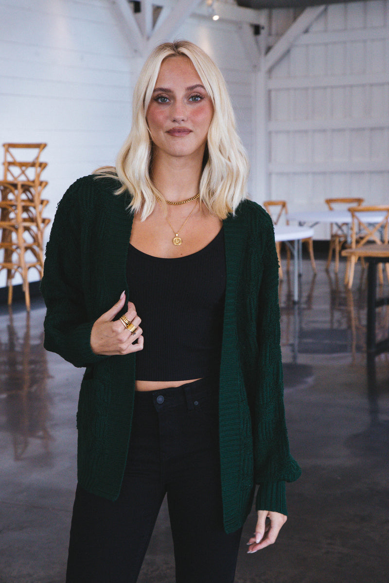 Allure Cardigan Sweater, Hunter Green