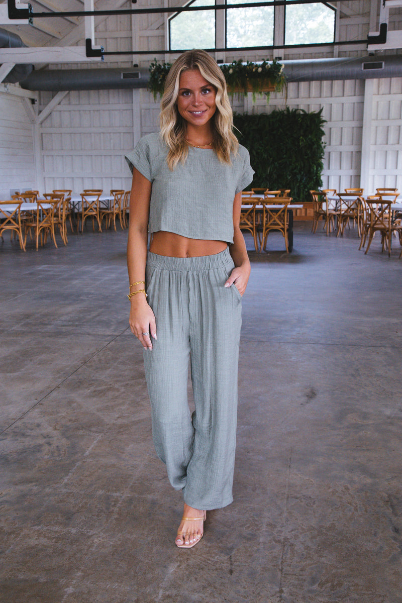 Grace Wide Leg Pants, Olive
