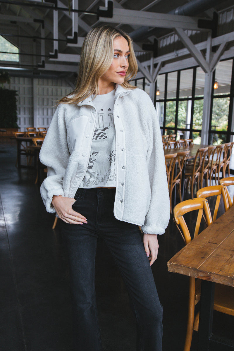Selkirk Button Fleece Jacket, Ivory