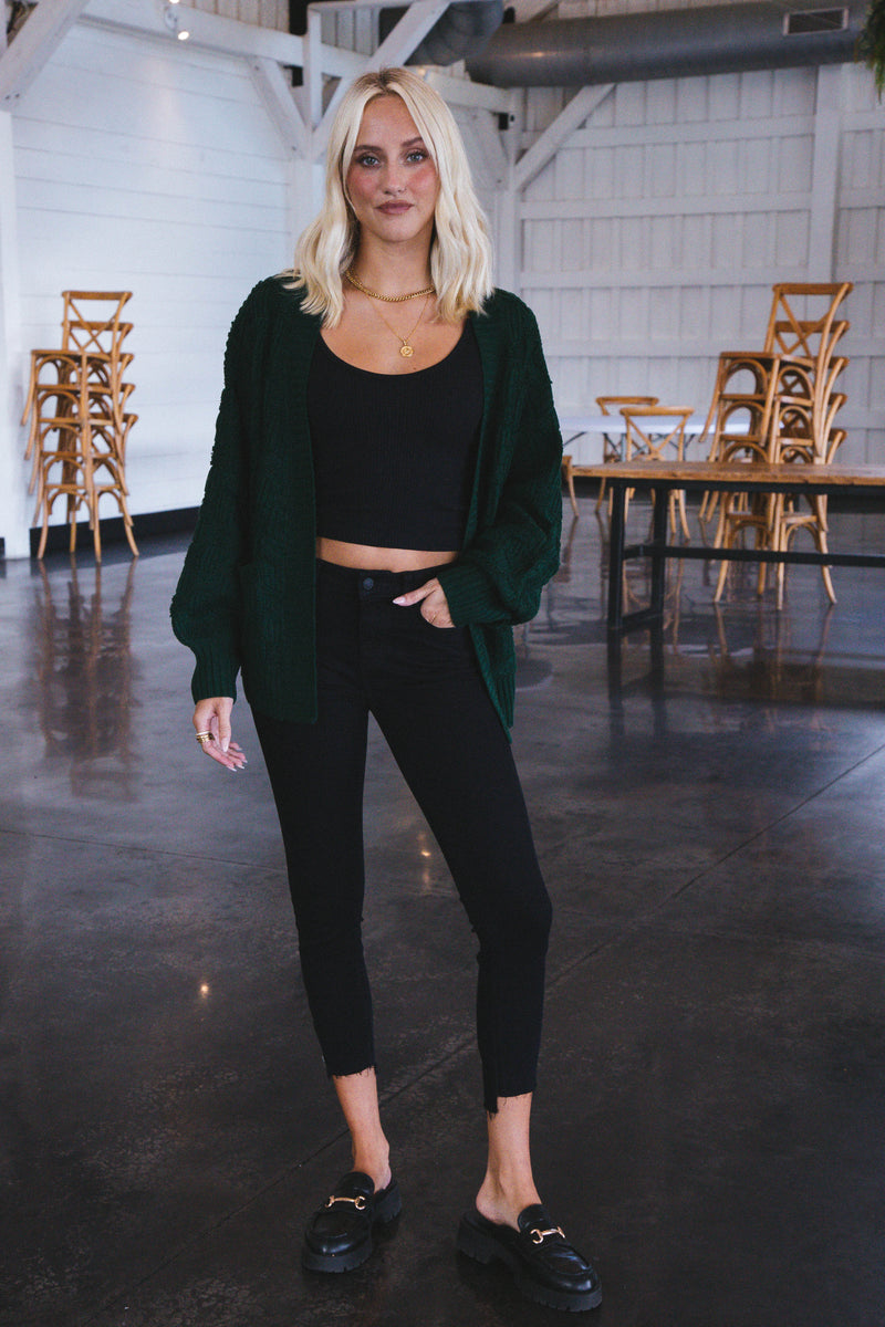 Allure Cardigan Sweater, Hunter Green