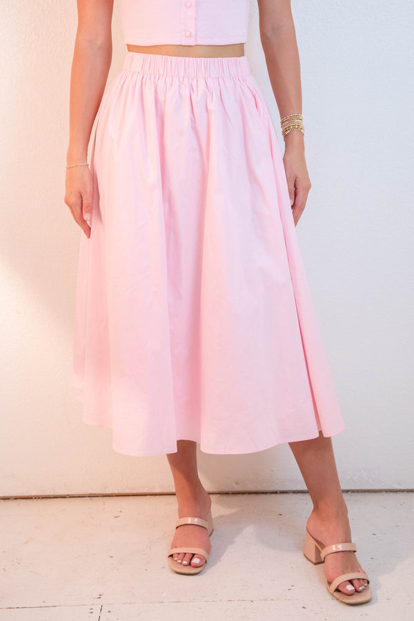 Ari Full Midi Skirt, Light Pink