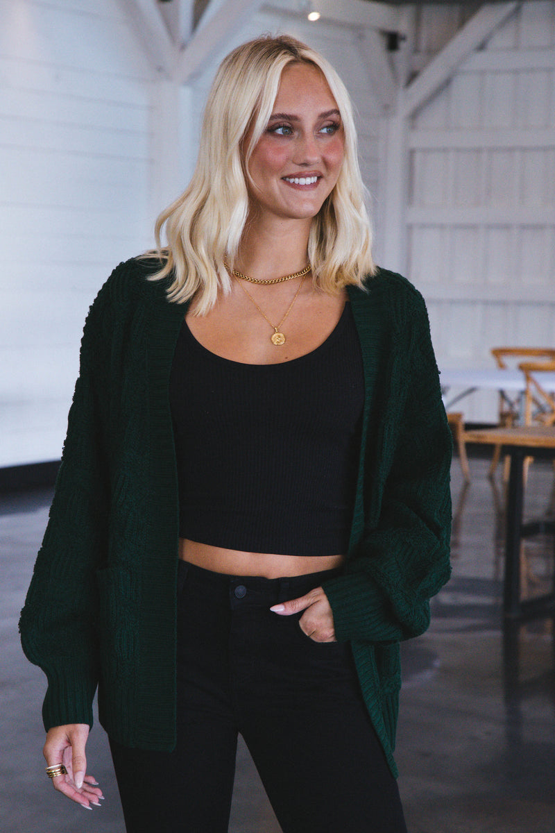 Allure Cardigan Sweater, Hunter Green