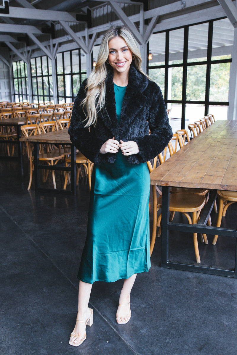 Connie Faux Fur Jacket, Black