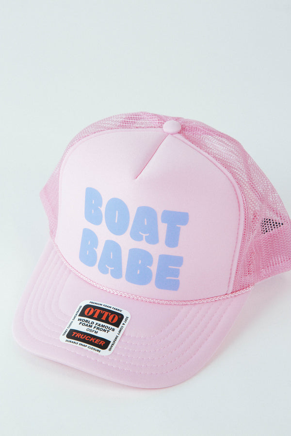 Boat Babe Trucker Hat, Pink