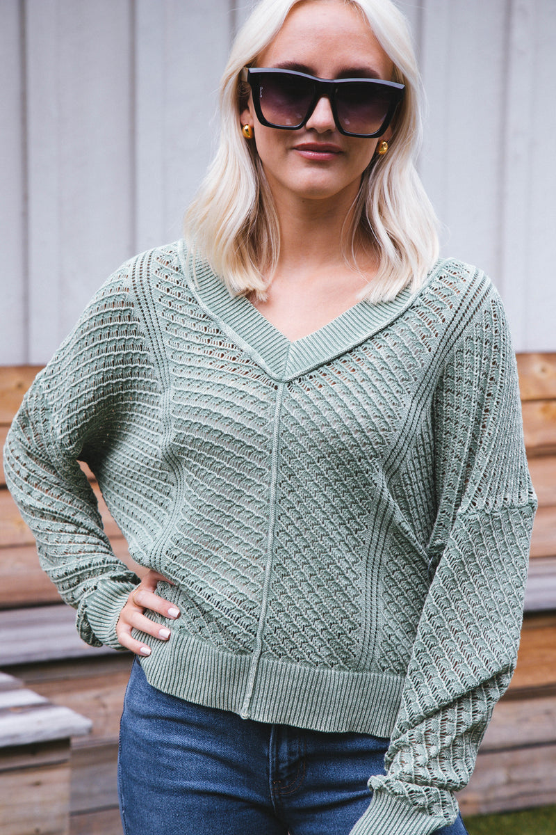 Chris Crochet Sweater, Sage