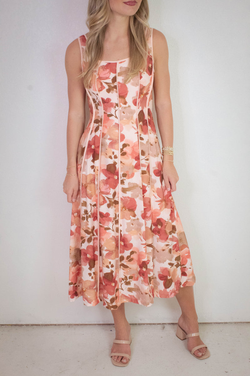 Evie Contrast Binding Midi Dress, Multi