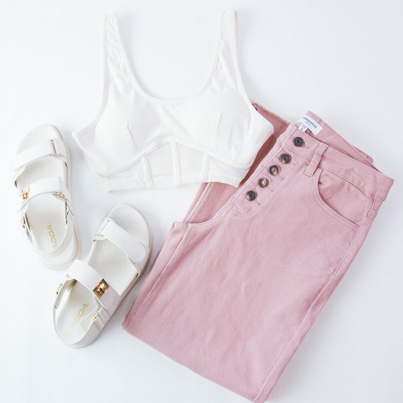 Callie Bustier Active Top, Off White