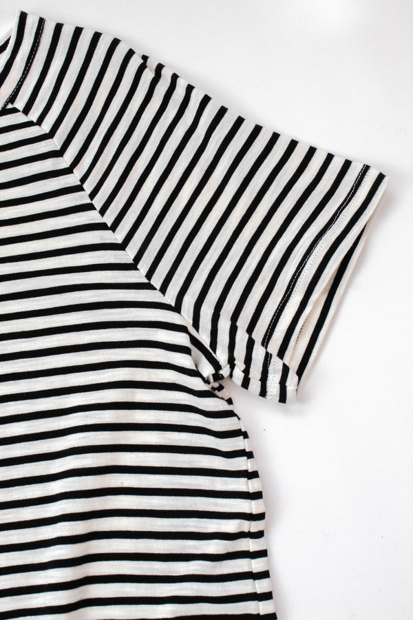 Riley Notch Neck Tee, Light Oak/Black Stripe | Sanctuary