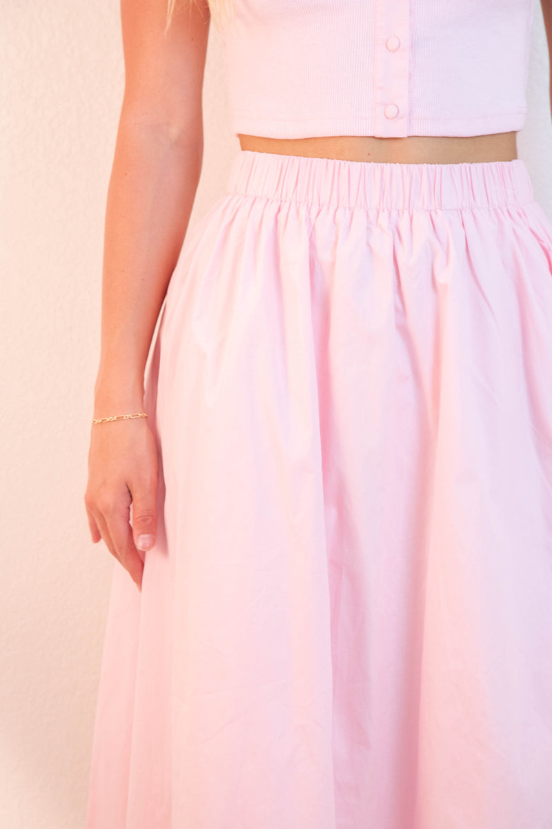 Ari Full Midi Skirt, Light Pink