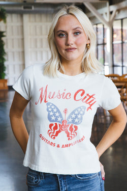 Music City Butterfly Vintage Tee, Stone Vintage | Daydreamer