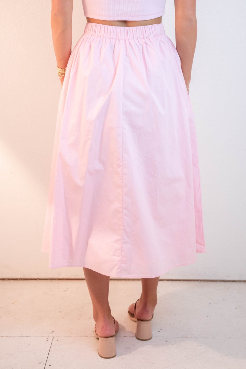 Ari Full Midi Skirt, Light Pink