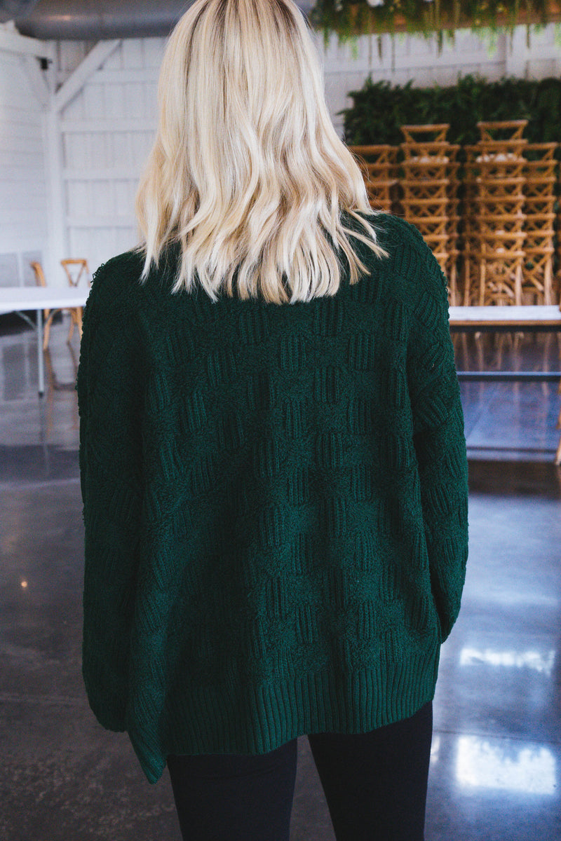 Allure Cardigan Sweater, Hunter Green