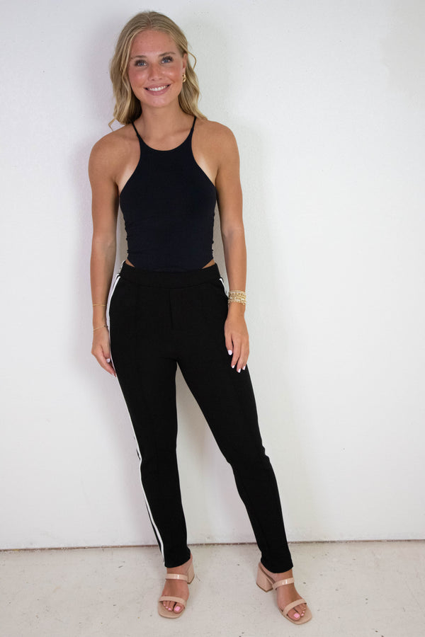 Samara Side Stripe Leggings, Black