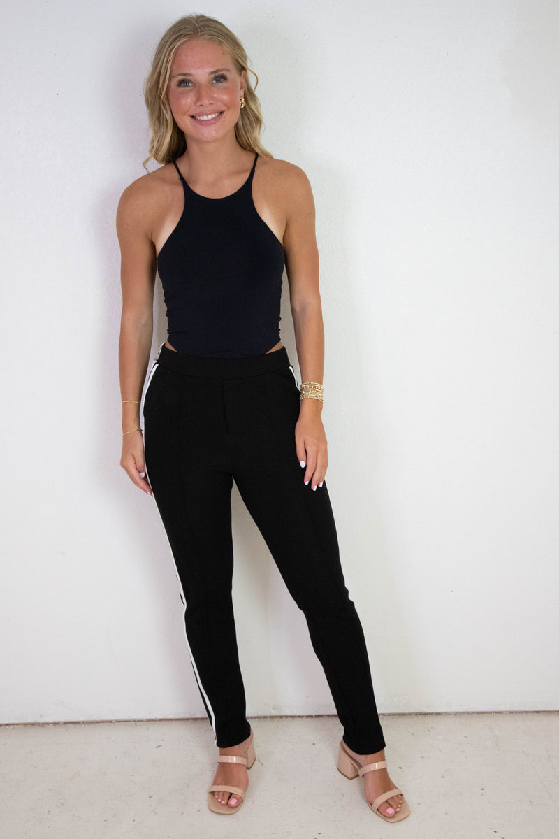 Samara Side Stripe Leggings, Black