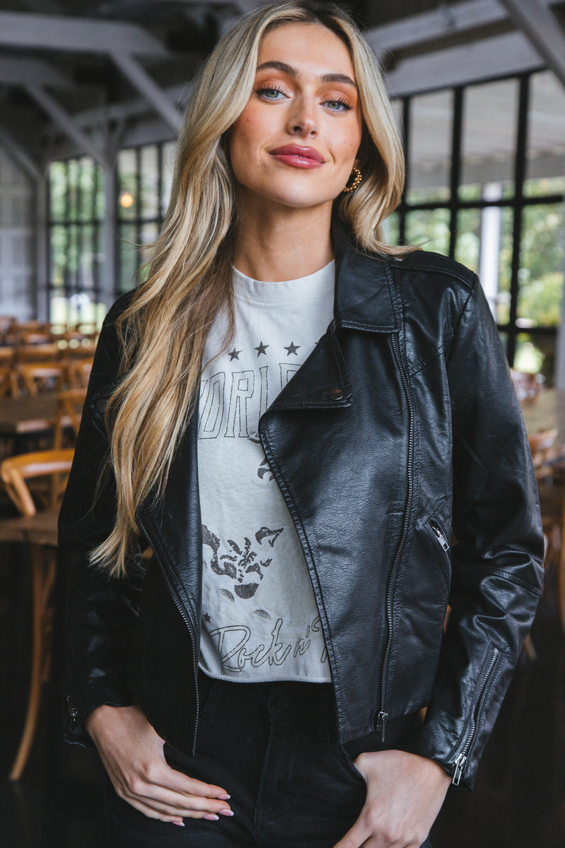 World Tour Cropped Graphic Tee, Antique White