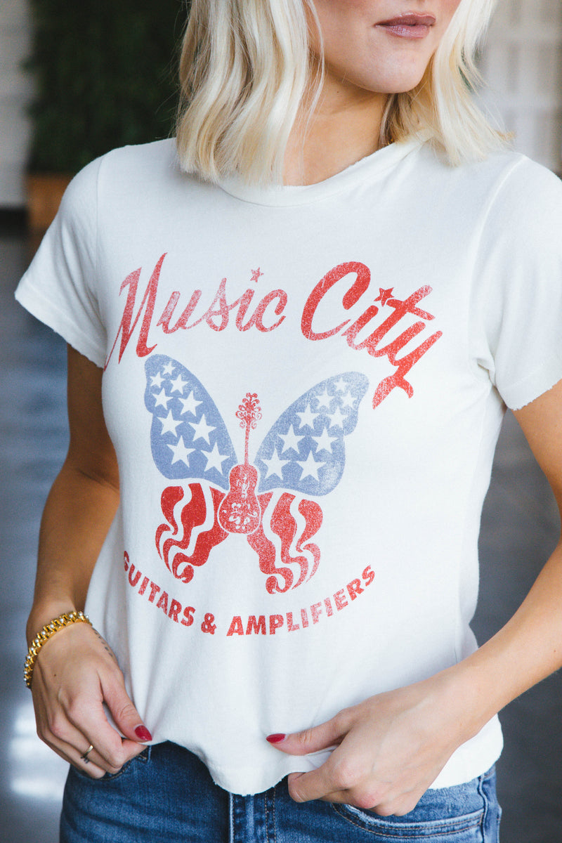 Music City Butterfly Vintage Tee, Stone Vintage | Daydreamer