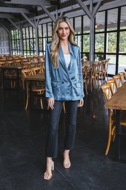 Cleo Satin Blazer, Blue