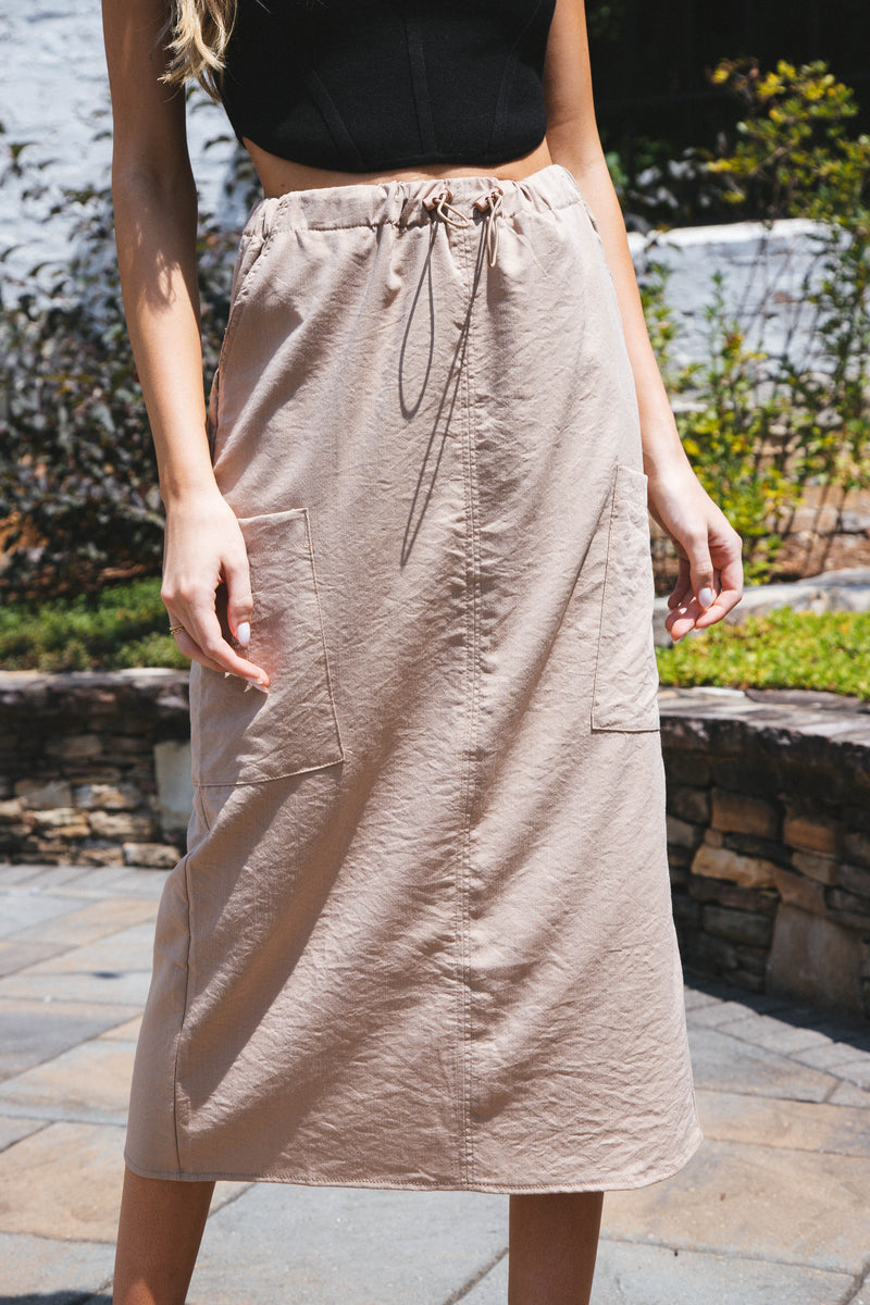 Dare to Dream Cargo Midi Skirt, Taupe
