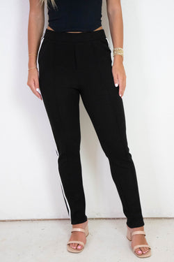 Samara Side Stripe Leggings, Black
