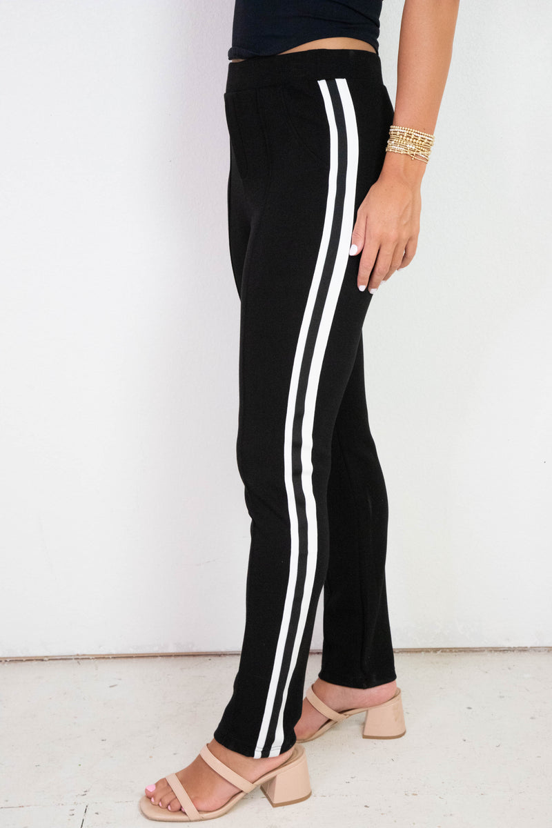 Samara Side Stripe Leggings, Black