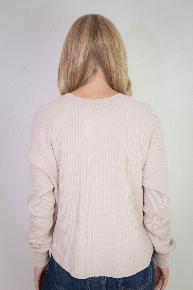 Jordan Knit Henley Top, Dark Taupe