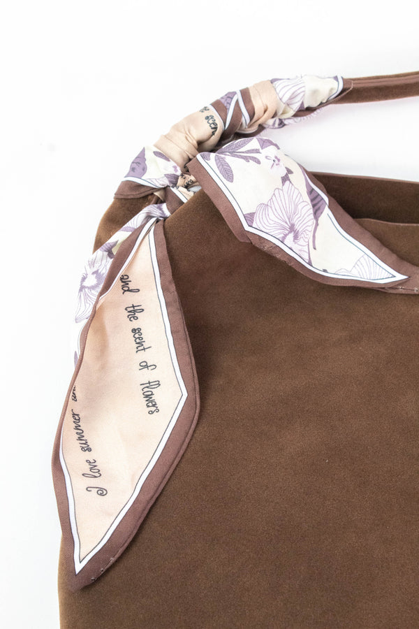 Lillian Suede Bucket Bag, Chocolate