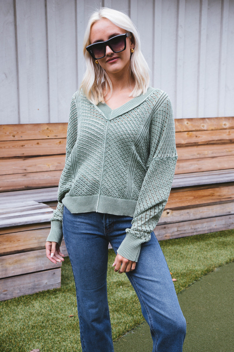 Chris Crochet Sweater, Sage