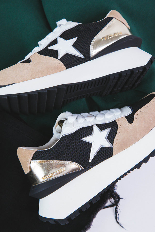 Major 22 Mesh Running Sneaker, Black/Gold/Taupe | Vintage Havanaj