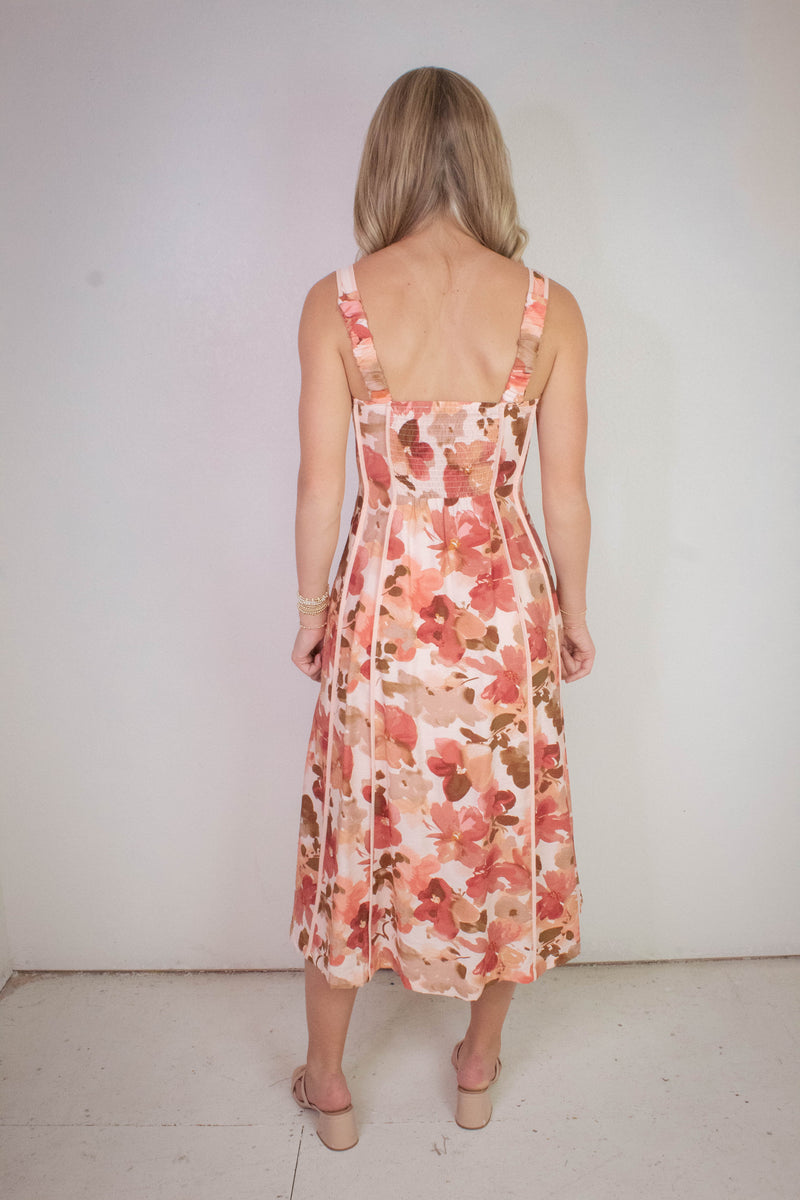 Evie Contrast Binding Midi Dress, Multi